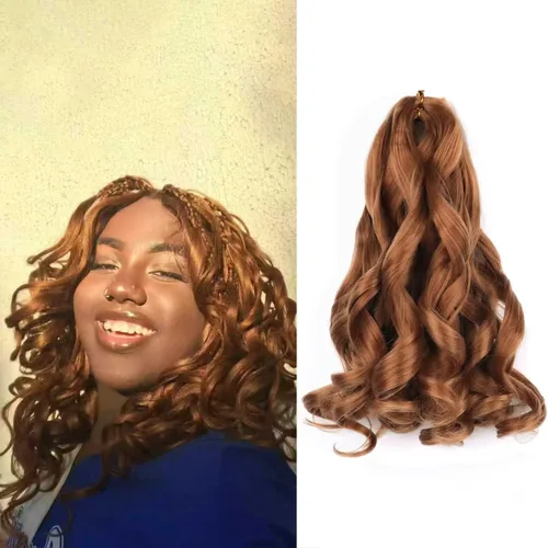 Miniatura 13 de Cabello rizado francés trenzado de 10 pulgadas, color 4, cabello rizado preestirado, 8 paquetes de trenzas de ganchillo de rizo francés para trenzas