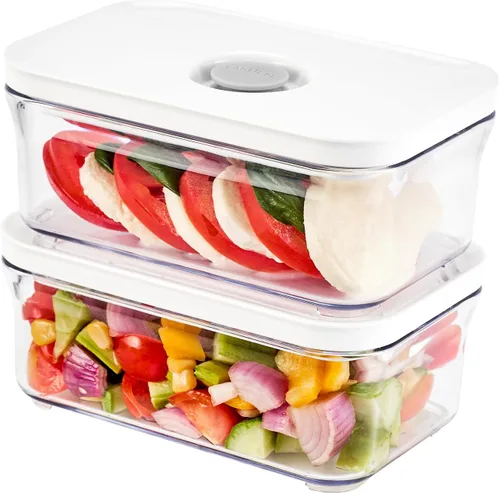 Miniatura 9 de VAKUEN Contenedores Herméticos Premium para Almacenamiento de Alimentos, Mini Cuadrados 3 piezas/juego (0.32 qt), Tapa de Sellado Inteligente de Un