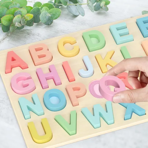 Miniatura 5 de Zeoddler - Rompecabezas del alfabeto, rompecabezas de formas ABC para niños, juguetes educativos para niños pequeños, actividades de aprendizaje