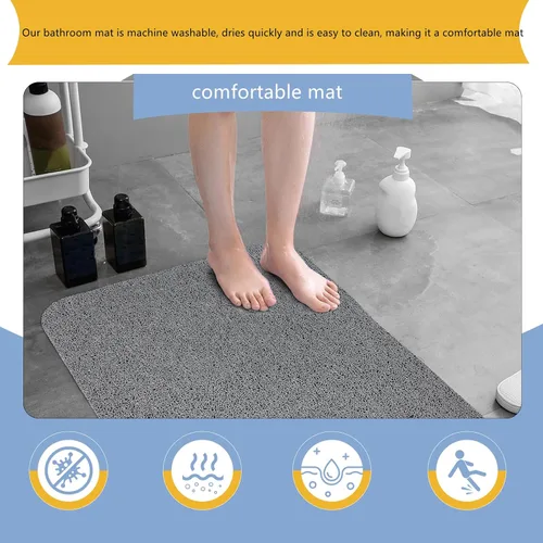 Miniatura 6 de Alfombrilla de ducha antideslizante de PVC para ducha interior, baño (15.7 x 23.6 in, gris)