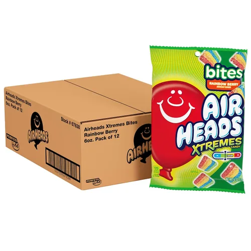 Miniatura 12 de Airheads Dulces, Xtremes Bites Sweet and Sour, Rainbow Berry, fiesta, concesiones, oficina, no se derriten, 2 onzas (paquete a granel de 18)
