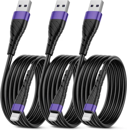 Miniatura 13 de Cable de carga corto con certificación MFi para iPhone, paquete de 3 unidades de 1 pie, 12 pulgadas para cable de carga Lightning, cable de datos