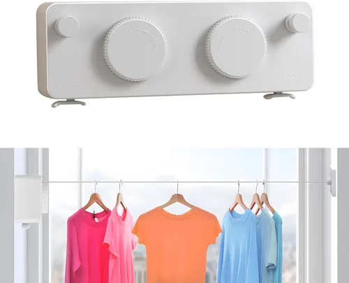 Miniatura 8 de Tendedero retráctil Línea de ropa para interiores y exteriores Línea de secado de ropa resistente Estante de secado de ropa montado