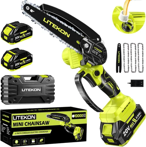 Mini motosierra de alta potencia con motor de 1000 W, motosierra inalámbrica de 36 pies/S con sistema de aceite automático, motosierra eléctrica