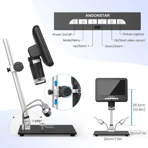 Miniatura 8 de Andonstar Microscopio digital HDMI AD207S-Pro, microscopio de soldadura, microscopio de moneda para monedas de error, kit de microscopio electrónico