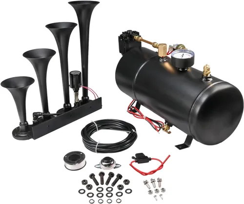 Miniatura 8 de Kit de bocinas de tren de 150DB con 4 trompetas, súper fuerte con compresor de aire de 150 PSI 12V, tanque compresor de bocina de aire