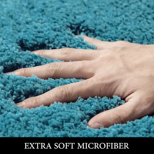 Miniatura 3 de MIULEE Juego de 3 alfombras y tapetes de baño extra gruesos de microfibra antideslizante y tapete de baño de contorno en forma de U para baño, baño