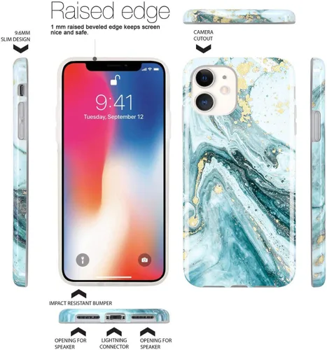 Miniatura 6 de iPhone 11 Gold Sparkle Glitter Marble Slim Bumper Flexible Bumper TPU Funda De Silicona Suave Para IPhone 11 2019 6.1 Pulgadas - Azul