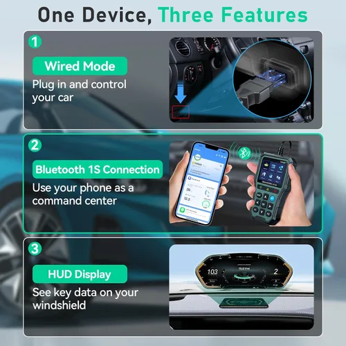 Miniatura 2 de AMTIFO Herramienta de diagnóstico Bluetooth con escáner OBD2, compatible con iOS/Android, datos en tiempo real, probador de batería, Plug and Play
