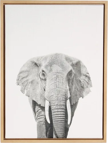 Miniatura 8 de Kate and Laurel Sylvie - Lienzo enmarcado con diseño de elefante y retrato en blanco y negro, arte de pared por Simon Te Tai, 23 x 33 pulgadas