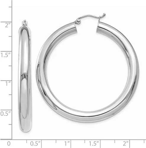 Miniatura 3 de Pendientes de aro ligeros de oro blanco de 14 k pulido 0.197in estilo T873L
