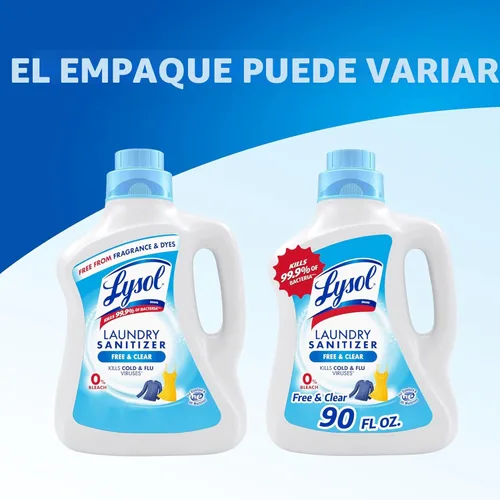 Miniatura 12 de Lysol Aditivo Sanitizante para Lavandería, Free & Clear, Libre de Fragancias y Colorantes, Sanitizante para Lavandería 0% Blanqueador, Eliminador