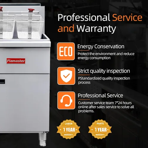 Miniatura 8 de Freidora Comercial Profunda con 2 Canastas, Freidora de Gas Natural de 90000 BTU - Certificada CSA, 200°F-400°F 3 Tubos, Freidora de Piso de Acero