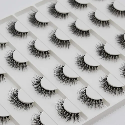 Miniatura 2 de 16 pares de extensiones de pestañas postizas de visón sintético natural, pestañas postizas de visón sintético, pestañas de rayas largas