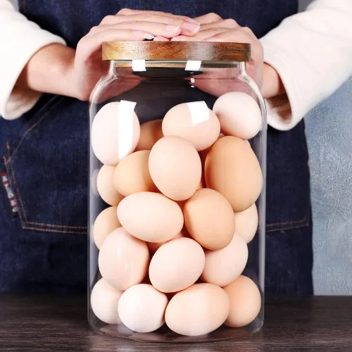 Miniatura 9 de SAIOOL Tarro para huevos, bote de cocina, tarros grandes de vidrio para almacenamiento de alimentos de 1 galón con tapa hermética, transparente