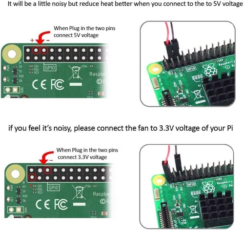 Miniatura 4 de Aokin Ventilador de refrigeración Raspberry Pi DC 5V/3.3V Ventilador de refrigeración de CPU sin escobillas con tornillos para Raspberry Pi 4 B, Pi