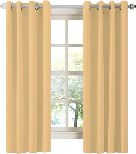 Miniatura 71 de LA PALMA Cortinas opacas con aislamiento térmico y ojales, para sala de estar, dormitorio, paquete de 2 paneles