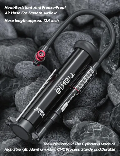 Miniatura 6 de Bomba de Bicicleta Tiakia con Medidor, Bomba de Bicicleta de Alta Presión, Bomba de Aire Manual Portátil de Alto Volumen Compatible con Válvulas