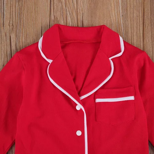 Miniatura 3 de Conjunto de pijama de manga larga con botones para niña pequeña, conjunto de ropa de dormir