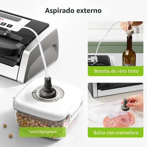 Miniatura 5 de Bonsenkitchen Máquina selladora al vacío, tecnología Globefish para un sellado al vacío perfecto, potente sellador al vacío de alimentos de bajo