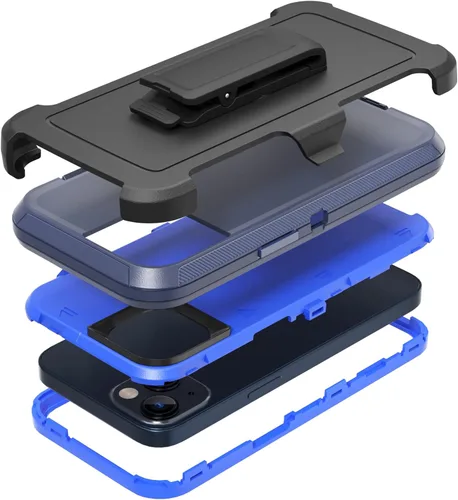 Miniatura 10 de Funda resistente para Apple iPhone 14, con clip para cinturón y soporte, resistente a prueba de golpes, funda protectora de cuerpo completo