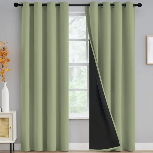 Miniatura 178 de Yakamok Cortinas negras, cortinas de ventana con aislamiento térmico y eficiencia energética para dormitorio, cortinas opacas completas y cortinas