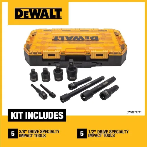 Miniatura 3 de DEWALT - Juego de llaves de impacto para destornillador con extensiones de impacto y adaptadores de taladro, métricas, 10 piezas, 3/8" y 1/2