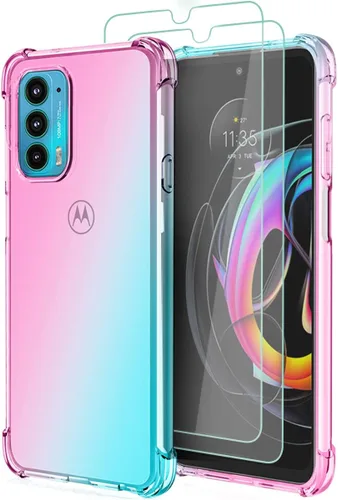 Miniatura 8 de Osophter Funda para Moto Edge 2021, Moto Edge 5G UW, transparente, esquinas reforzadas con flores, TPU para absorción de golpes, flexible