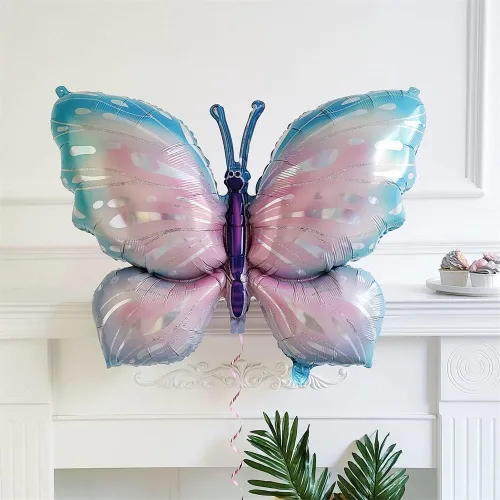 Miniatura 7 de Kit de arco de guirnalda de globos de mariposa, 148 globos rosa pastel y morado con alas de hada, globo de aluminio de mariposa para bodas
