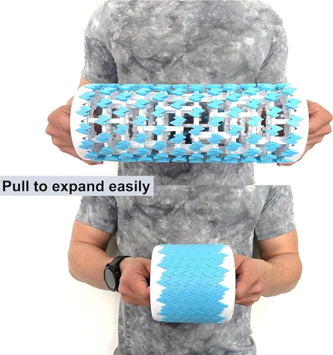 Miniatura 3 de Rodillo de espuma plegable para ejercicio y recuperación (13 pulgadas), fácil de transportar a 5.5 pulgadas (azul)
