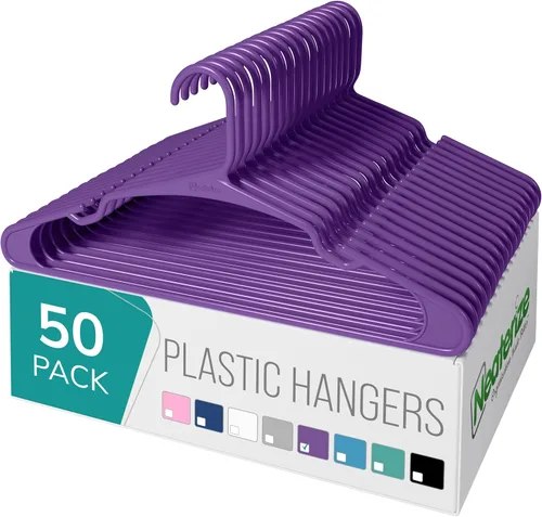 Miniatura 13 de NEATERIZE Ganchos para Colgar Ropa 50 Pack Azul - Ganchos de Plástico - Percheros de Ropa