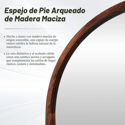 Miniatura 4 de Espejo de Cuerpo Completo 82"×44" Espejo de Piso Espejo Alto de Pie, Espejo Grande Arqueado de Pie, Espejos de Cuerpo Completo Independientes