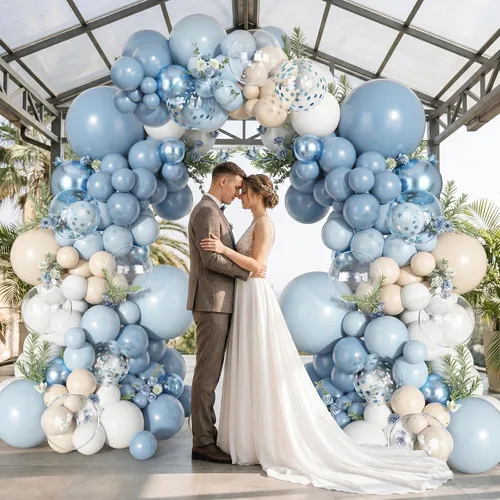 Miniatura 7 de 153pcs Dusty Blue Balloon Baby Shower Decorations for Boy Blue White Sand Balloon Arch Kit Baby Boxes with Letter Welcome Baby Banner for Wedding