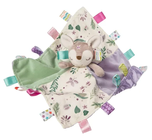Taggies Manta de seguridad sensorial calmante para animales de peluche, color beige flora, 13 x 13 pulgadas