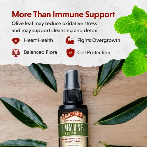 Miniatura 3 de Barlean's Olive Leaf Complex - Spray para la garganta, suplemento de apoyo inmunológico con menta, limón y salvia para aliviar la picazón