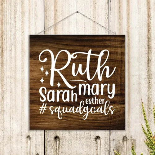Miniatura 5 de Ruth Mary Sarah Esther Squadgoals - Letrero de madera con versículo de la Biblia, placa de madera religiosa, cristiana, Dios Jesús, placa rústica