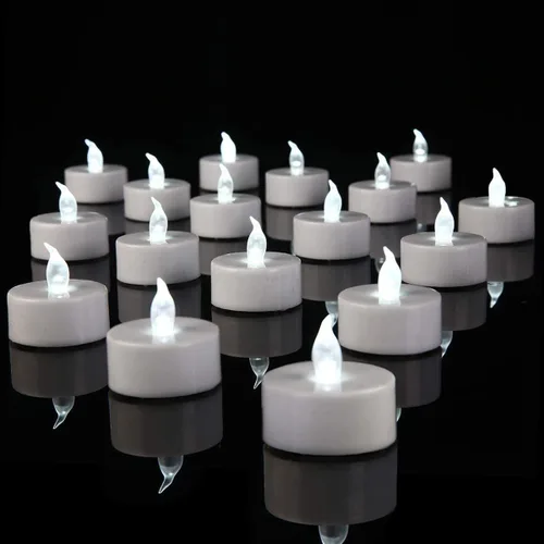 YIWER 24 velas de té sin llama, LED realistas, parpadeantes, funcionan con forma de calabaza LED, velas de té LED de larga duración, velas falsas