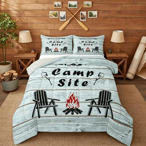 Miniatura 7 de Juego de edredón de camper tamaño matrimonial, edredón acolchado para adolescentes y niños, juego de ropa de cama rústica de granja para niños