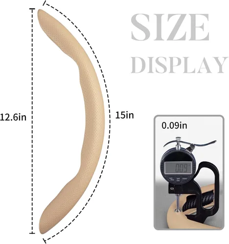Miniatura 5 de Funda para volante de coche de piel con cierre de presión 3 piezas, antideslizante, protector envolvente, accesorios para volante, 36.8-38 cm