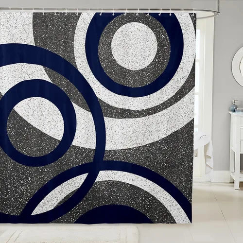 Miniatura 12 de Cortinas de ducha abstractas de líneas geométricas para niños, cortinas de baño con diseño empalmado de rayas para niñas, niños y adultos, cortinas