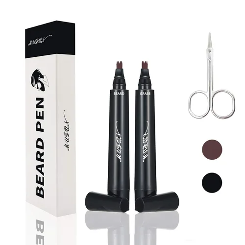 Miniatura 9 de 2 lápices de barba para hombres, a prueba de sudor, resistente al agua, de larga duración y acabado natural, con forma de reparación de bigote Negro