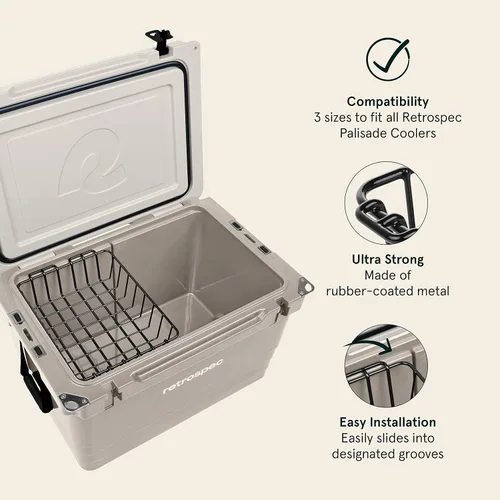 Miniatura 5 de Retrospec - Cesta hielera empalizada, accesorios para baúl de hielo, almacenamiento y organización en seco, metal recubierto de goma duradero