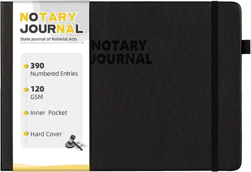 Diario de registro de notario Homlive, libro de notario con 390 entradas de registro, 25,4x17,8 cm diarios de notario, diario público notarial para