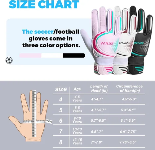 Miniatura 2 de Guantes de Portero de Fútbol – Guantes de Portero para Niños, Niñas y Jóvenes, Guantes de Portero para Niños de 8-12 con Agarres Fuertes, Palmas