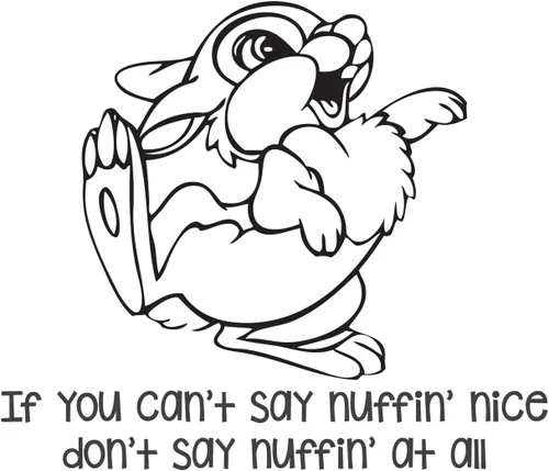 Playroom Wall Decals Thumper From Bambi Quote "If You Can't Say Something Nice" Children's Vinyl Decor For Home, Preschool, Classroom, or Daycare