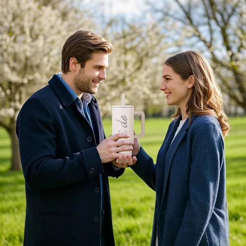 Miniatura 5 de Regalos de despedida de soltera para novia, vaso de 40 onzas con tapa de asa, pajitas de acero inoxidable para esposa, boda, compromiso, despedida