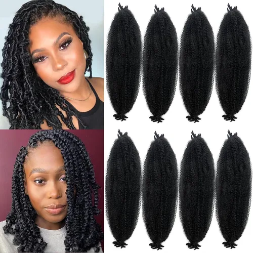 Miniatura 25 de Cabello Spring Twist Pre-Esponjado Color 4 Cabello Afro de Giros Elásticos 8 Paquetes Cabello Marrón Marley Twist para Trenzado para Locs de Marrón
