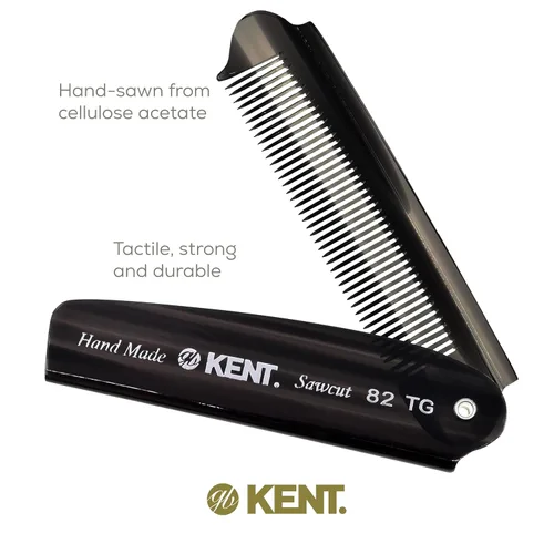 Miniatura 5 de Kent 82T Peine plegable hecho a mano para hombres, peine de pelo de dientes finos para el cuidado diario del cabello, barba o bigote, uso seco