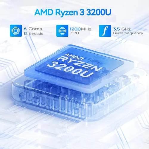 Miniatura 2 de Beelink Mini PC SER3, AMD Ryzen 3200U (hasta 3.5 GHz), 16 GB DDR4 500 GB PCle SSD, mini computadora compatible con pantalla 4K de doble
