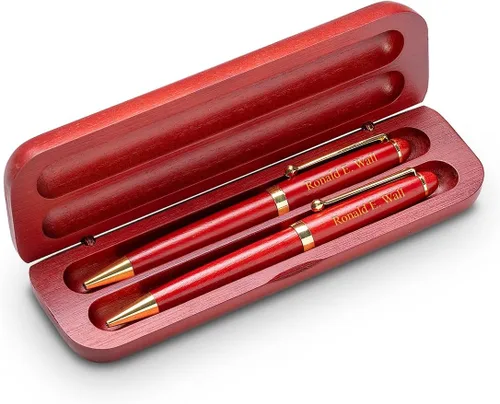 Miniatura 3 de Executive Gift Shoppe Juego de bolígrafo y caja doble con acabado de cereza personalizado de la Marina de EE. UU